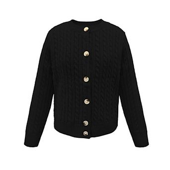 Girl's Open Front Cardigan Long Sleeve Button Down Knit Sweater & Casual Coat