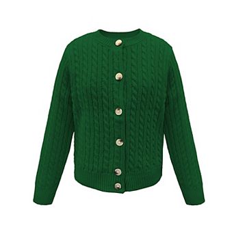 Girl's Open Front Cardigan Long Sleeve Button Down Knit Sweater & Casual Coat