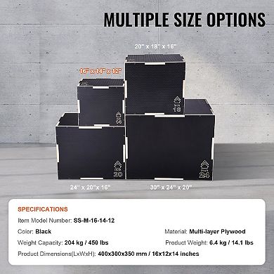 3-in-1 Plyo Jump Box 16/14/12" Wooden Agility Training Box