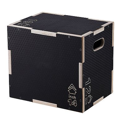 3-in-1 Plyo Jump Box 16/14/12" Wooden Agility Training Box