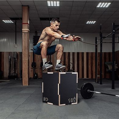 3-in-1 Plyo Jump Box 16/14/12" Wooden Agility Training Box