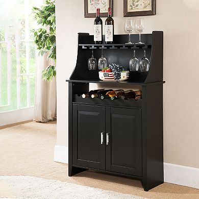 Kings Brand Furniture Wood Wine Rack Buffet & Storage Cabinet