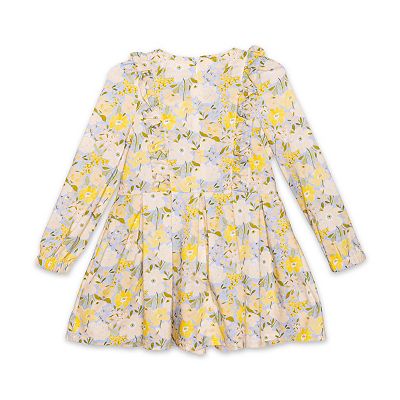 Girls Long Sleeve Ruffle Dress in Fall Flowers