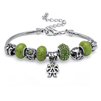 PalmBeach Jewelry Birthstone Silvertone Bali-Style Bracelet 8"