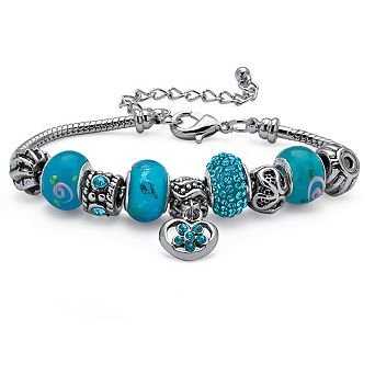 PalmBeach Jewelry Birthstone Silvertone Bali-Style Bracelet 8"