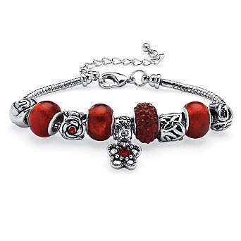 PalmBeach Jewelry Birthstone Silvertone Bali-Style Bracelet 8"