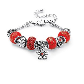 PalmBeach Jewelry Birthstone Silvertone Bali-Style Bracelet 8"