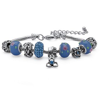 PalmBeach Jewelry Birthstone Silvertone Bali-Style Bracelet 8"