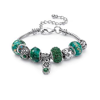 PalmBeach Jewelry Birthstone Silvertone Bali-Style Bracelet 8"