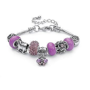 PalmBeach Jewelry Birthstone Silvertone Bali-Style Bracelet 8"