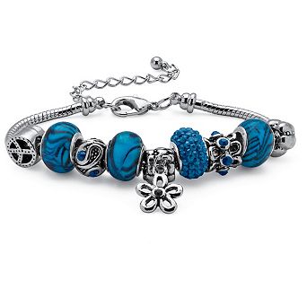 PalmBeach Jewelry Birthstone Silvertone Bali-Style Bracelet 8"