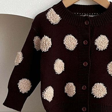Children Polka Dots Knitted Cardigan For Spring Sweater