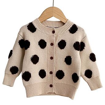 Children Polka Dots Knitted Cardigan For Spring Sweater
