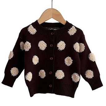 Children Polka Dots Knitted Cardigan For Spring Sweater