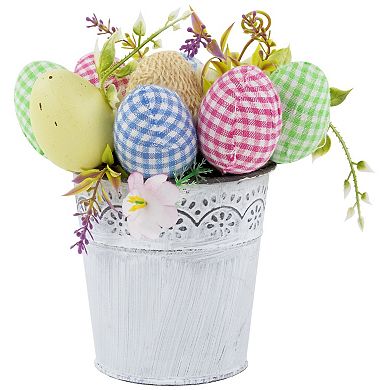 Northlight 7 Inch Artificial Easter Egg Spring Potted Floral Arrangement