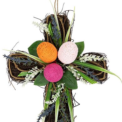 Northlight Twig Cross Wall Decor with Easter Eggs