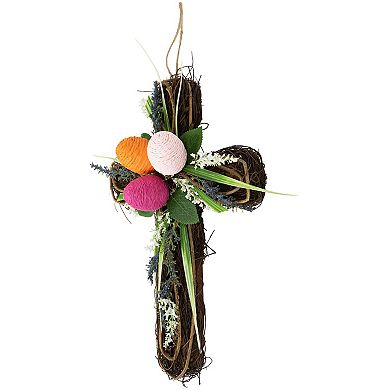 Northlight Twig Cross Wall Decor with Easter Eggs