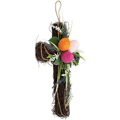 Northlight Twig Cross Wall Decor with Easter Eggs