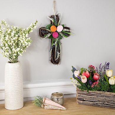 Northlight Twig Cross Wall Decor with Easter Eggs