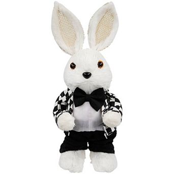 Northlight 10 Inch Easter Rabbit Figurine Checkered Jacket Table Decor
