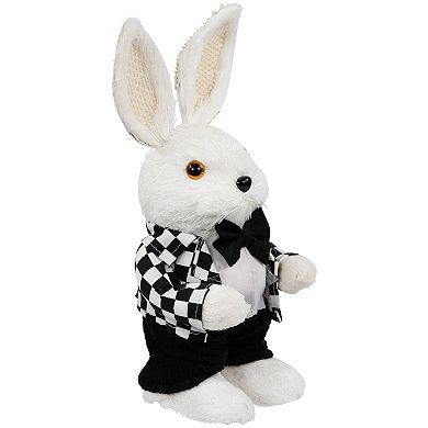 Northlight 10 Inch Easter Rabbit Figurine Checkered Jacket Table Decor