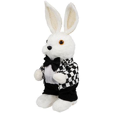 Northlight 10 Inch Easter Rabbit Figurine Checkered Jacket Table Decor