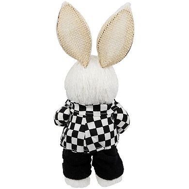 Northlight 10 Inch Easter Rabbit Figurine Checkered Jacket Table Decor