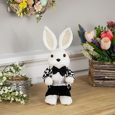 Northlight 10 Inch Easter Rabbit Figurine Checkered Jacket Table Decor
