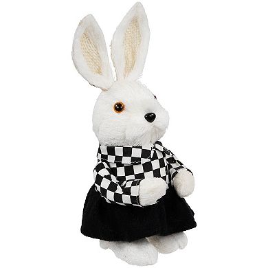 Northlight 10 Inch Rabbit Figurine with Checkered Dress Table Decor