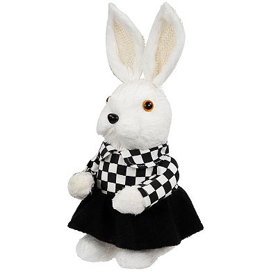 Northlight 10 Inch Rabbit Figurine with Checkered Dress Table Decor