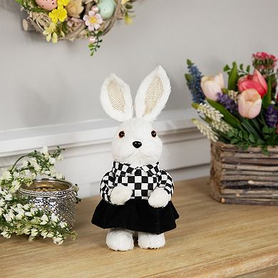 Northlight 10 Inch Rabbit Figurine with Checkered Dress Table Decor