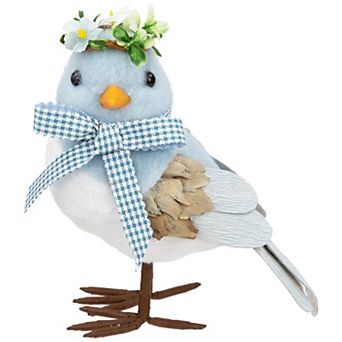 Northlight Plush Bluebird with Gingham Bow Figurine Table Decor