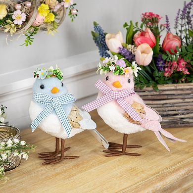 Northlight Plush Bluebird with Gingham Bow Figurine Table Decor