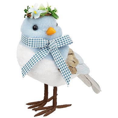 Northlight Plush Bluebird with Gingham Bow Figurine Table Decor