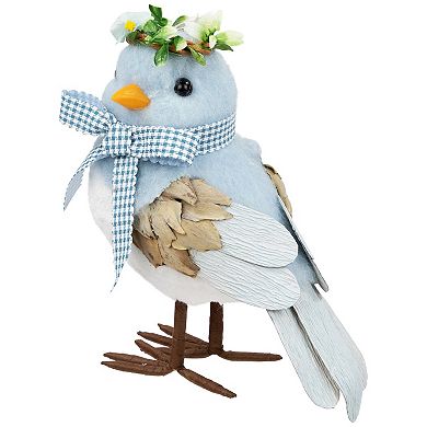 Northlight Plush Bluebird with Gingham Bow Figurine Table Decor