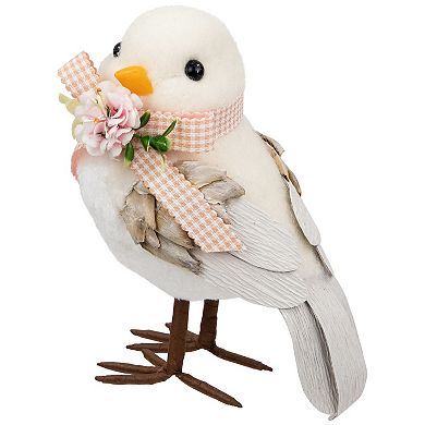 Northlight 7 Inch Plush Bird with Gingham Bow Figurine Table Decor