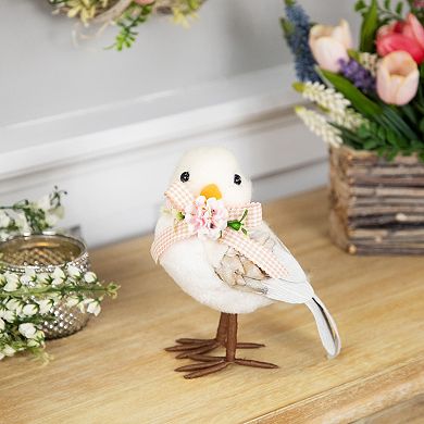 Northlight 7 Inch Plush Bird with Gingham Bow Figurine Table Decor