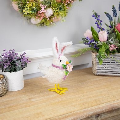 Northlight Floral Easter Chick Figurine with Polka Dot Rabbit Ears
