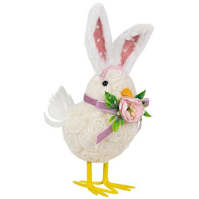 Northlight Floral Easter Chick Figurine with Polka Dot Rabbit Ears