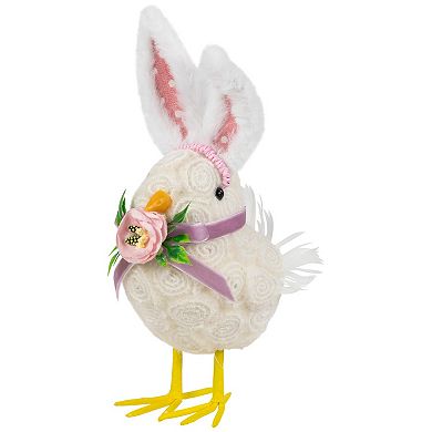 Northlight Floral Easter Chick Figurine with Polka Dot Rabbit Ears