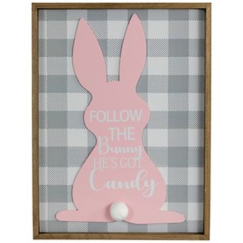 Northlight Framed Bunny "Follow the Bunny He's Got Candy" Wall Decor