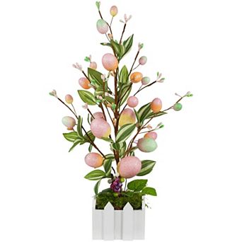 Northlight 18 Inch Artificial Potted Twig Tree with Easter Eggs