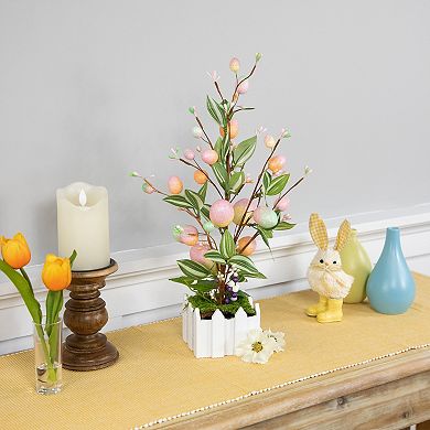 Northlight 18 Inch Artificial Potted Twig Tree with Easter Eggs