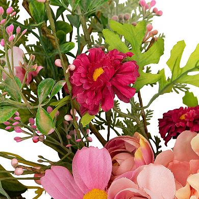 Northlight 16 Inch Bunny & Peony Mixed Floral Wall Decor