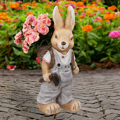 Northlight Boy Rabbit Outdoor Garden Planter