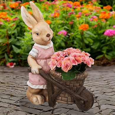 Northlight Girl Rabbit Outdoor Garden Planter