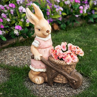 Northlight Girl Rabbit Outdoor Garden Planter