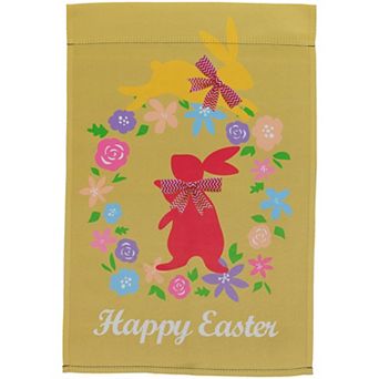Northlight Hopping Bunnies Happy Easter Floral Outdoor Garden Flag