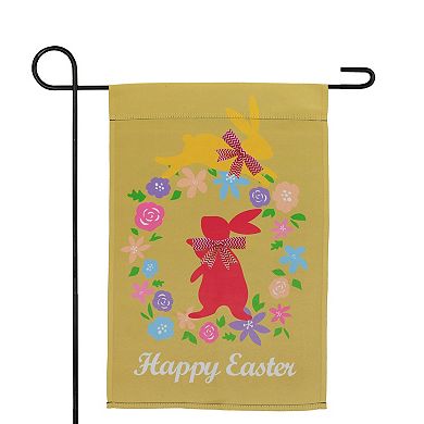 Northlight Hopping Bunnies Happy Easter Floral Outdoor Garden Flag