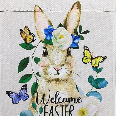 Northlight Bunny & Butterflies Welcome Easter Floral Garden Flag